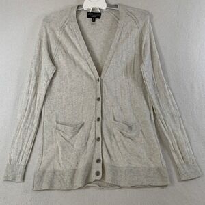 Banana Republic Cardigan Sweater Women's Button Front Cashmere Wool Blend Gray M